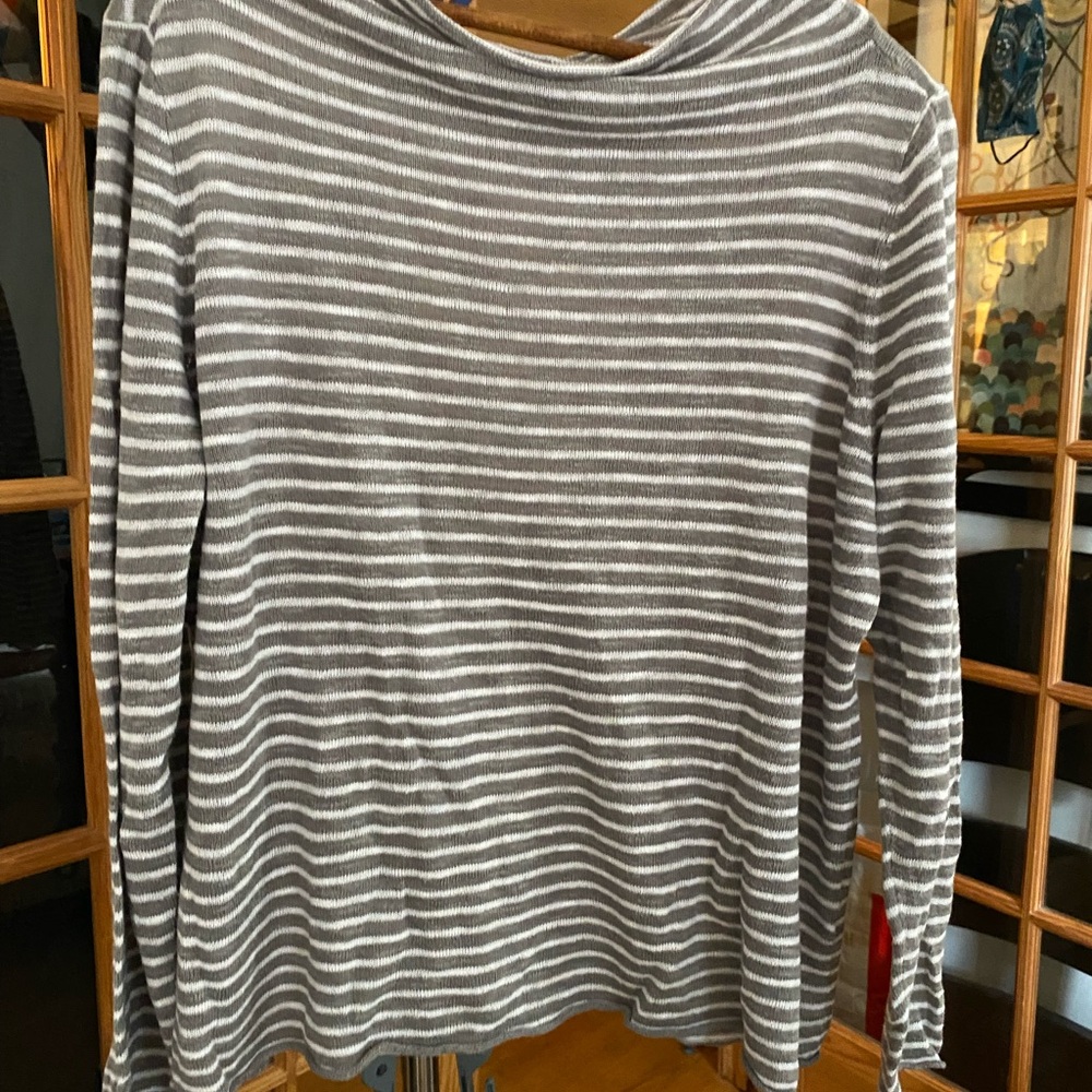 Gray Striped Women's Sweater - Picture 3 of 4